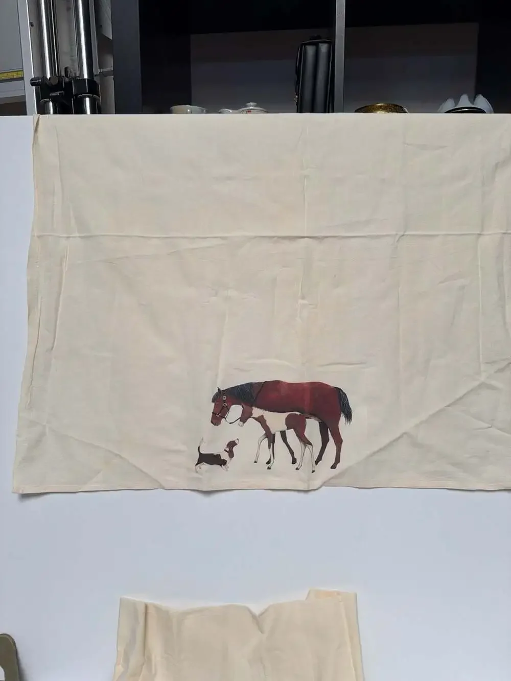 Mare Foal and Basset Hound Flour Sack Tea‎ Towel Set 2